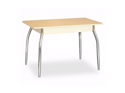 Стол Ирвин СТ МП 1100(1400)*680*750 Ноги 01 (к-кт) гальваника (стекло Бежевое глянцевое цвет КР)