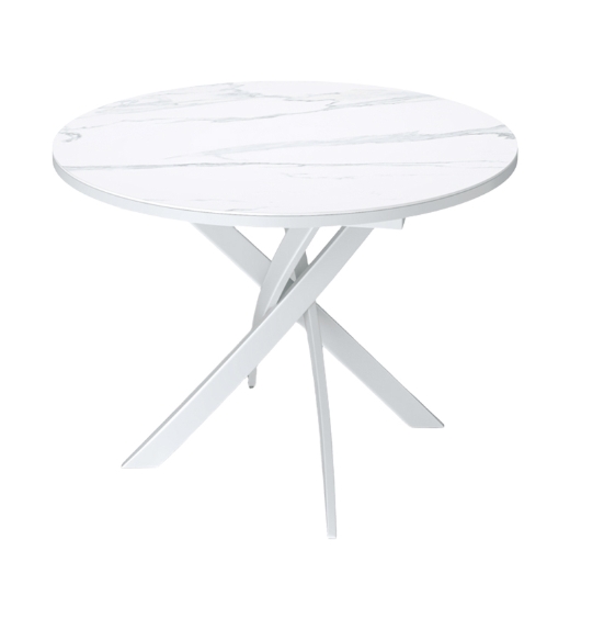 Стол KENNER R900 Мрамор белый керамика / рама белая