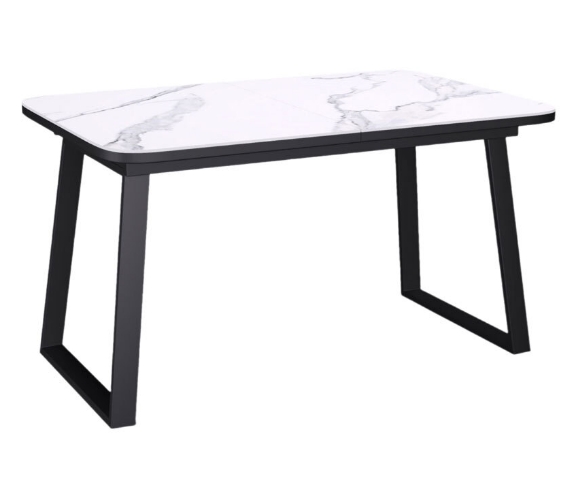 Стол AZ1200 черный/керамика мрамор белый