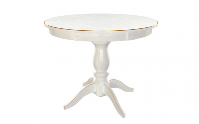 Стол Рич 900(1300)*900*765 (тон белый RAL9003 + патина золото)