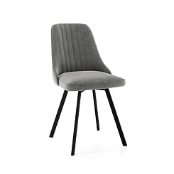 Стул обеденный Лора велюровый, металлокаркас (Каркас черный №81 тк. коллекции Nella серый 060)