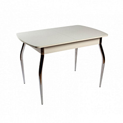 Стол Чикаго СТ МП 1100(1400)*680*750 Ноги 01 (к-кт) гальваника (стекло Белое глянцевое цвет БЛ)