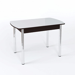 Стол Чикаго СТ МП 1100(1400)*680*750 Ноги прямые 02 гальваника (стекло Белое глянцевое цвет ВН)