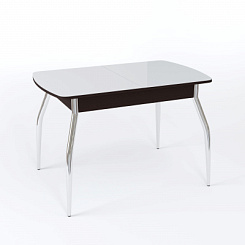 Стол Чикаго СТ МП 1100(1400)*680*750 Ноги 01 гальваника (стекло Белое глянцевое цвет ВН)