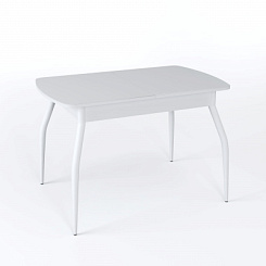 Стол Чикаго СТ МП 1100(1400)*680*750 Ноги 01 белые (стекло Белое матовое цвет БЛ)