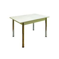 Стол Ирвин 2 СТ МП 1200(1500)*800*750 Ноги прямые 02 гальваника (стекло Белое глянцевое цвет БЛ)