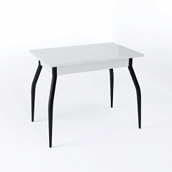 Стол Аспен СТ МП 900(1200)*600*750 Ноги 01 черные (стекло Белое глянцевое цвет БЛ)